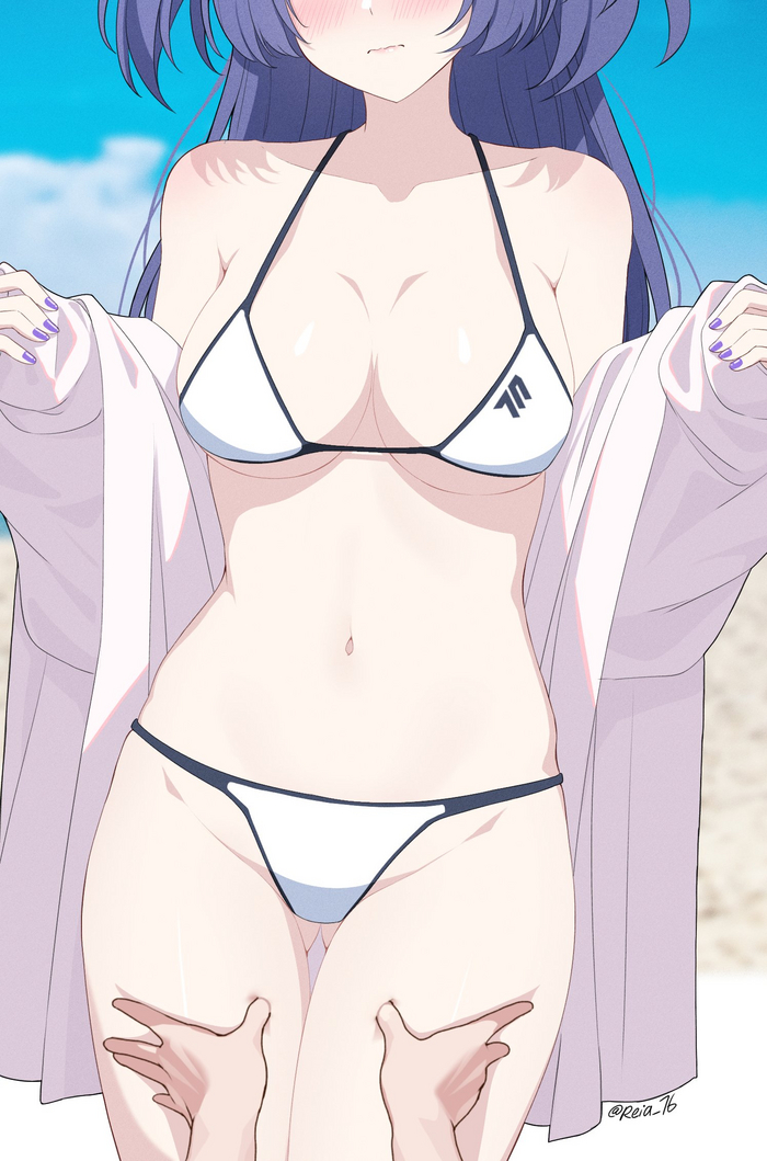Here they are 100 kilograms of happiness - NSFW, Anime, Boobs, Anime art, Blue archive, Hayase Yuuka, Swimsuit