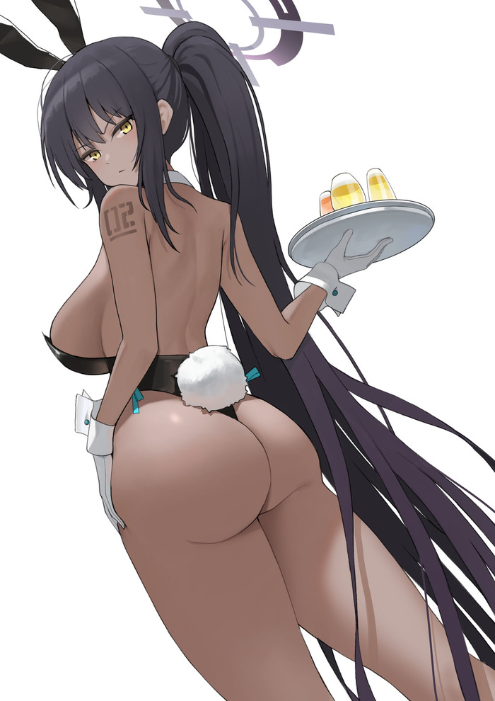 Chocolate bunny - NSFW, Anime, Anime art, Blue archive, Kakudate karin, Bunnysuit, Bunny ears, Bunny tail, Booty