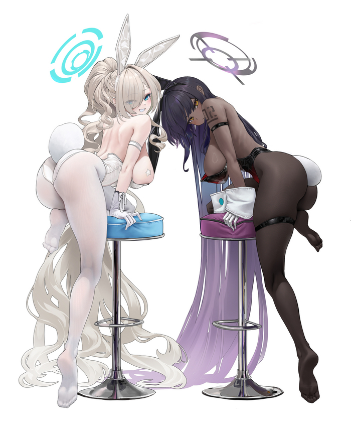 Reply to the post Zayka's Priest - NSFW, Anime, Anime art, Blue archive, Bunnysuit, Bunny tail, Booty, Ichinose asuna, Bunny ears, Tights, Kakudate karin, Reply to post