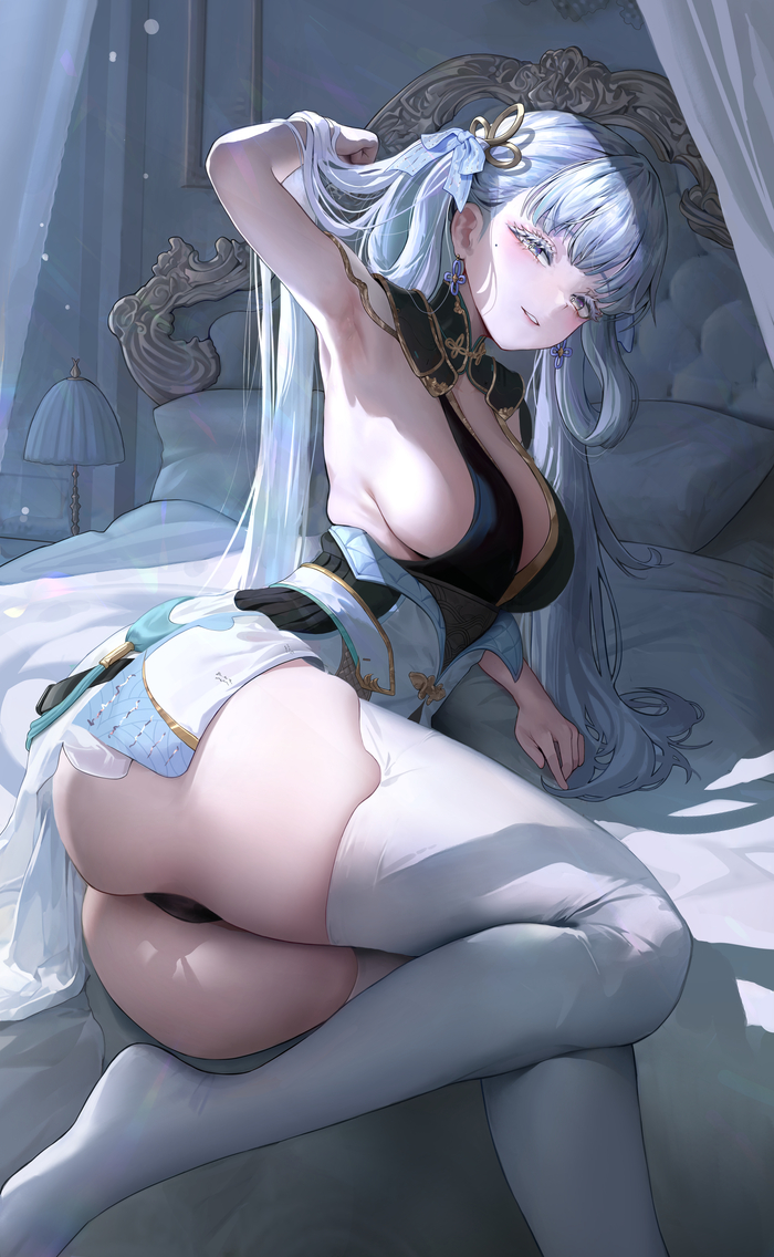 Jinhsi - NSFW, Anime art, Anime, Wuthering Waves, Jinhsi (Wuthering Waves), Booty, Stockings