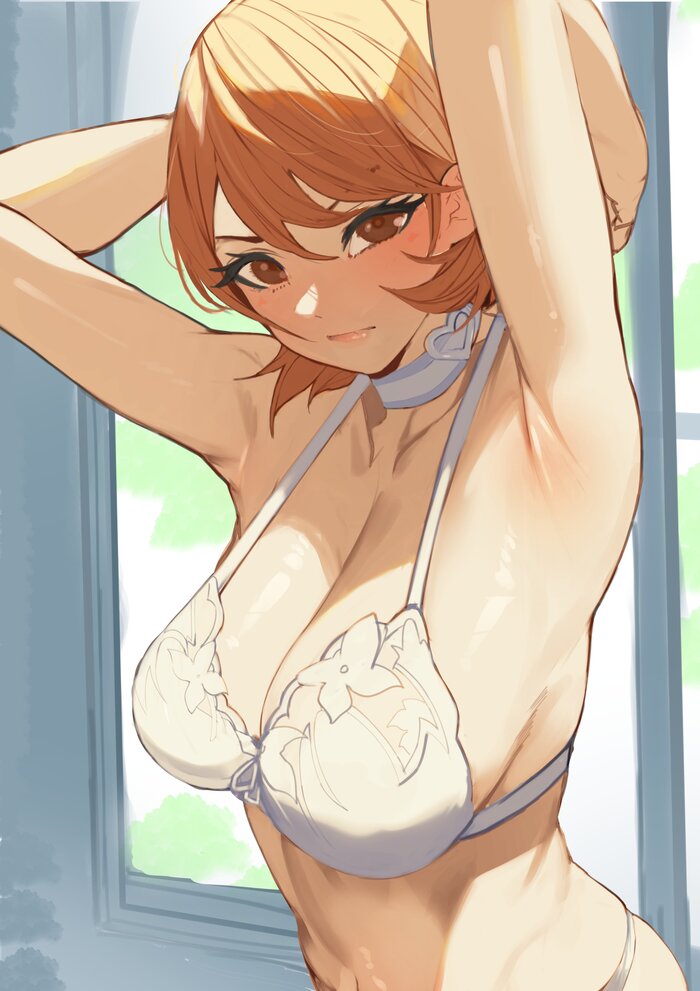 Evening with Yukari - NSFW, Art, Anime, Anime art, Hand-drawn erotica, Erotic, Persona, Persona 3, Takeba Yukari, Underwear, Game art, Games