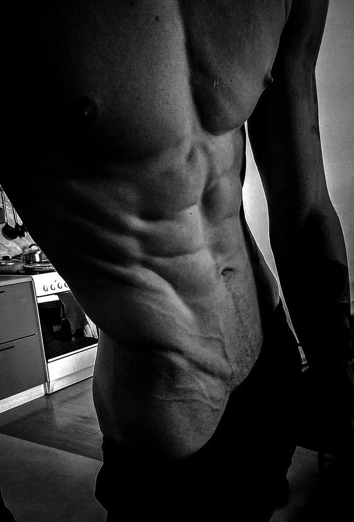 More than b/w - NSFW, My, Naked guy, Press, Male torso, Body, Author's male erotica, Playgirl, Naked torso, Torso, Athletic body, Longpost