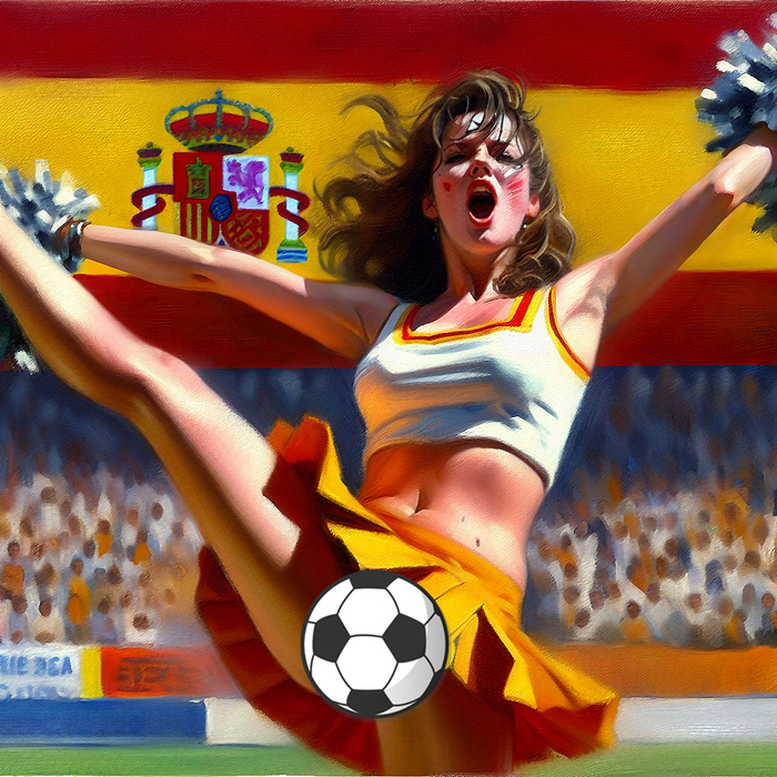 Ole ole ole ole - NSFW, My, Neural network art, Erotic, Stable diffusion, Art, Football, Spain, The final, Cheerleading, Labia