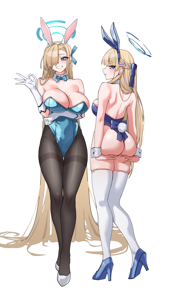 Зайки - NSFW, Аниме, Anime Art, Blue archive, Ichinose Asuna, Asuma Toki, Bunnysuit, Bunny Ears, Bunny tail, Попа, Колготки, Чулки