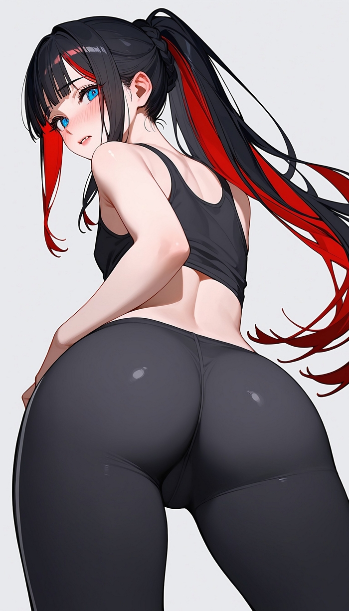 Риндо Кобаяси - NSFW, Моё, Anime Art, Kobayashi rindou, Аниме, Попа, Спортивные девушки, Спортзал, Арты нейросетей, Stable Diffusion, Telegram (ссылка), Длиннопост