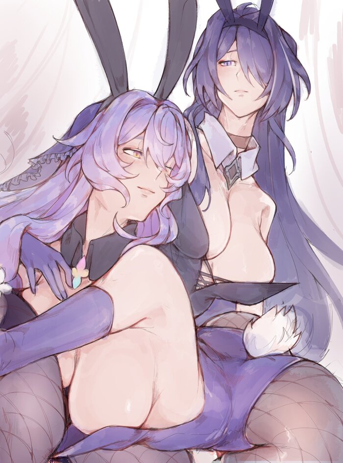 Зайки - NSFW, Anime Art, Аниме, Yuri, Подруга, Honkai: Star Rail, Black Swan (Honkai: Star Rail), Acheron (Honkai: Star Rail), Bunnysuit, Twitter (ссылка)