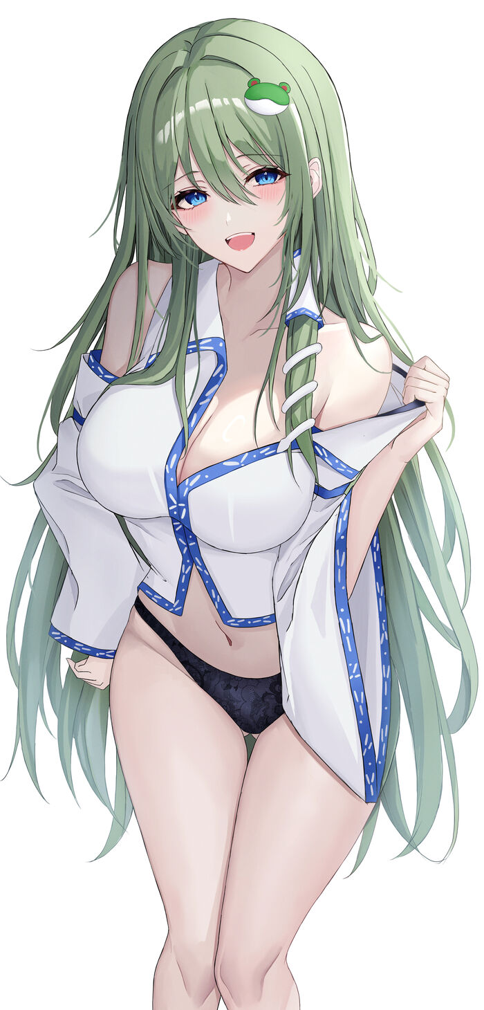 Kochiya Sanae - NSFW, Touhou, Art, Anime, Anime art, Kochiya Sanae, 7saki, Pantsu, Hand-drawn erotica, Erotic