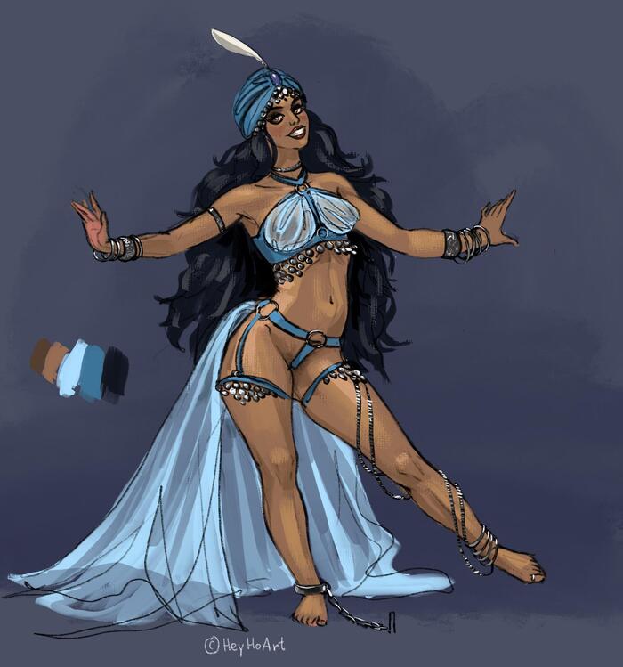 Dancer - NSFW, My, belly dance, Slave, Art, Digital drawing, Dancer, Swarthy