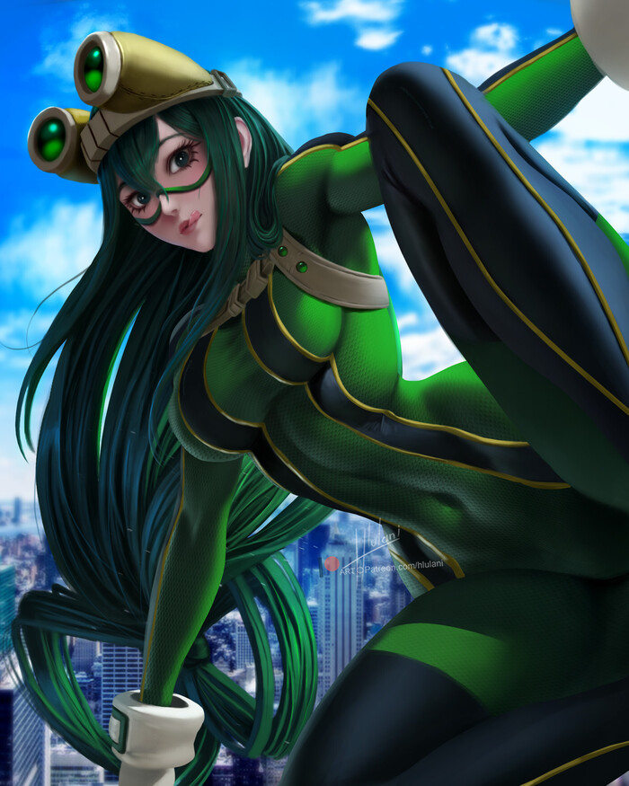 Froppy - NSFW, Hlulani, Art, Anime, Anime art, Hand-drawn erotica, Erotic, Boku no hero academia, Asui tsuyu, Uraraka ochako, It Is Wednesday My Dudes, Wednesday, Frogs, Longpost