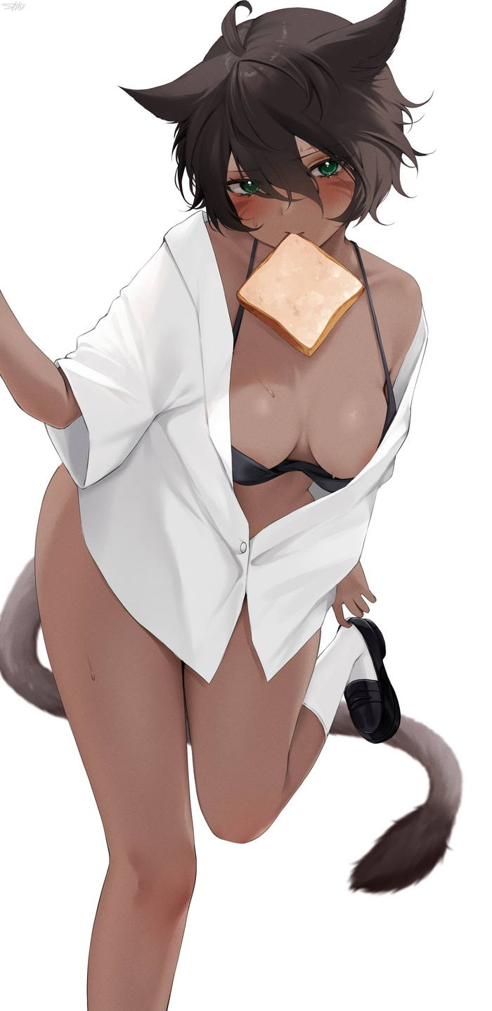 Miqote - NSFW, Anime, Anime art, Art, Girls, Final fantasy xiv, Miqote, Animal ears, Tail