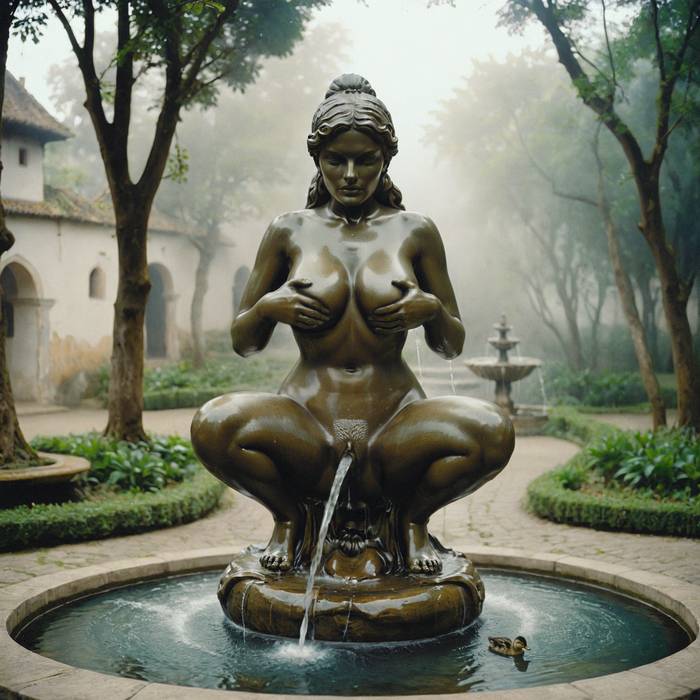 Fountain - NSFW, My, Neural network art, Art, Erotic, Stable diffusion, Boobs, Labia, Pubes, Fountain