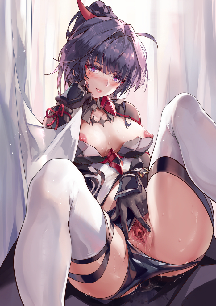 Mei - NSFW, Anime Art, Аниме, Honkai Impact, Raiden mei, Рисованная эротика, Сиськи, Чулки, Zombie andy