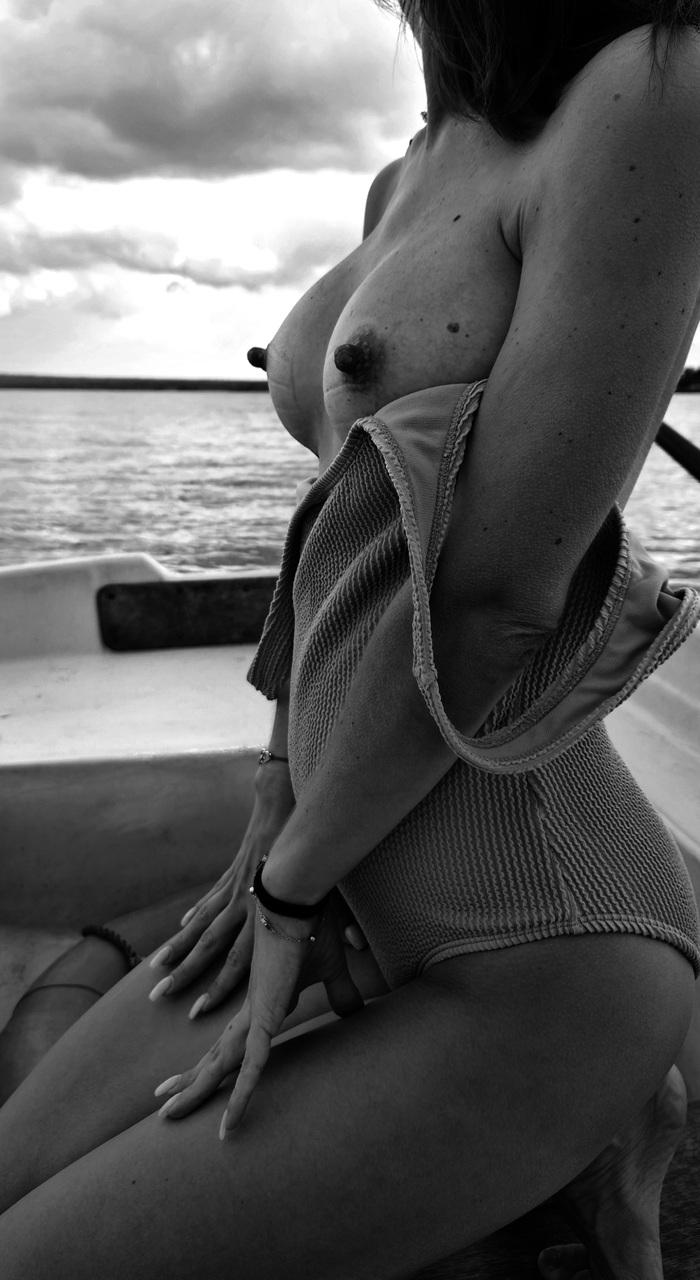 August is you... - NSFW, My, Longpost, Boobs, Small, A boat, Water, Skinny, Booty, No face, Homemade, Erotic, Nipples, Legs, Swimsuit