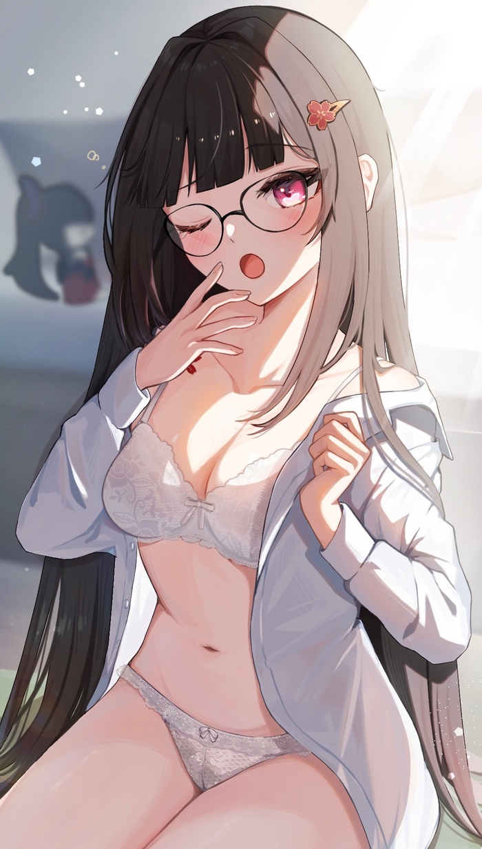 Sonia Hanabi - NSFW, Anime, Anime art, Girls, Games, Honkai: Star Rail, Sparkle (Honkai: Star Rail), Underwear, Underpants, Pantsu, Hand-drawn erotica, Bra, Glasses