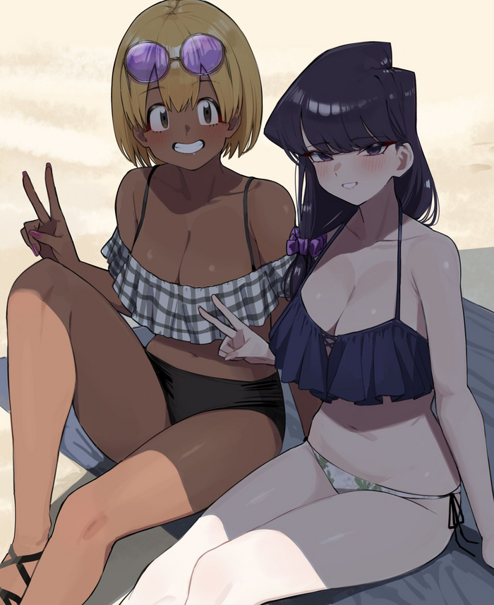 On the beach - NSFW, Anime art, Anime, Komi-san wa comyushou desu, Shouko komi, Manbagi Rumiko