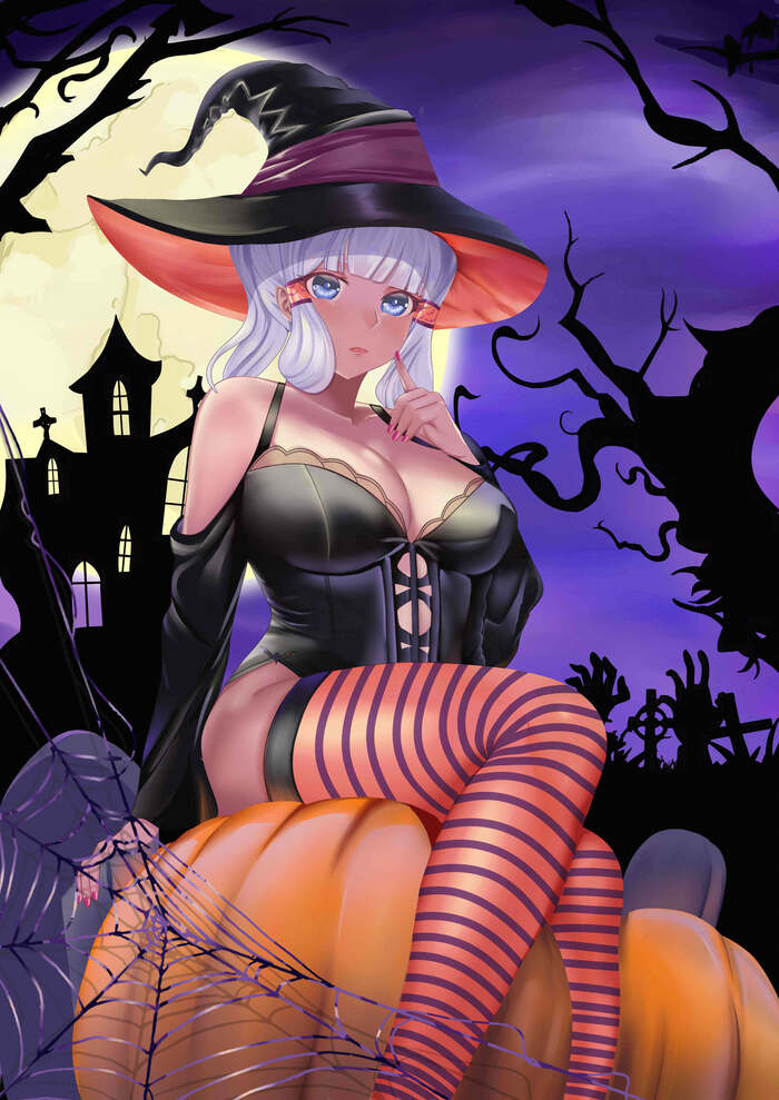 Yae miko, ningguang, kamisato ayaka (halloween 2023) - NSFW, My, Genshin impact, Kamisato Ayaka (Genshin Impact), Ningguang, Yae Miko (Genshin Impact), Halloween pumpkin, Halloween, Anime, Anime art, Hand-drawn erotica, Longpost