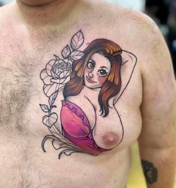 Is it already NSFW or not yet? - NSFW, Humor, Tattoo, Men's breasts