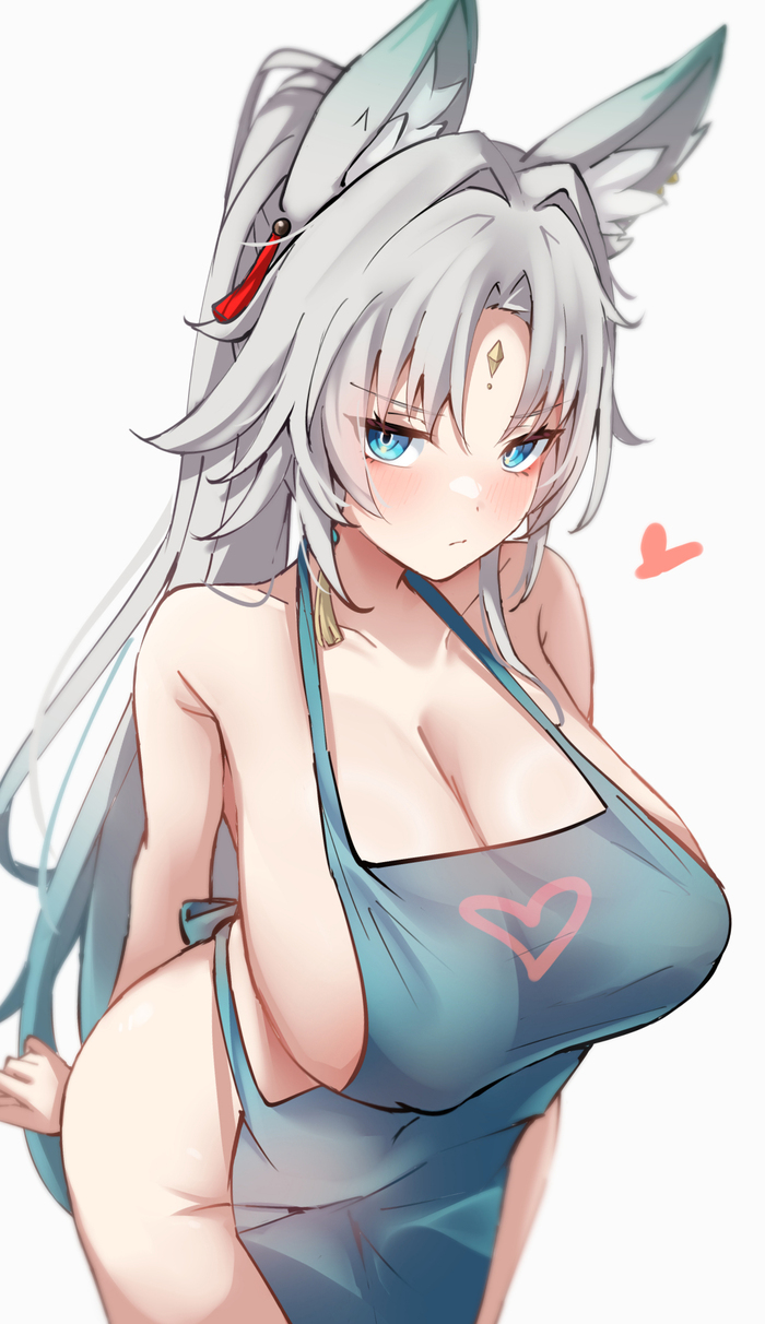 Zyrk - NSFW, Anime art, Honkai: Star Rail, Feixiao (Honkai: Star Rail), Naked apron, Animal ears