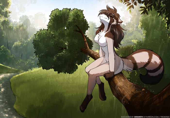 Daytime rain - NSFW, Furry, Anthro, Art, Furry edge, Furry raccoon, Tom Fischbach, Twokinds