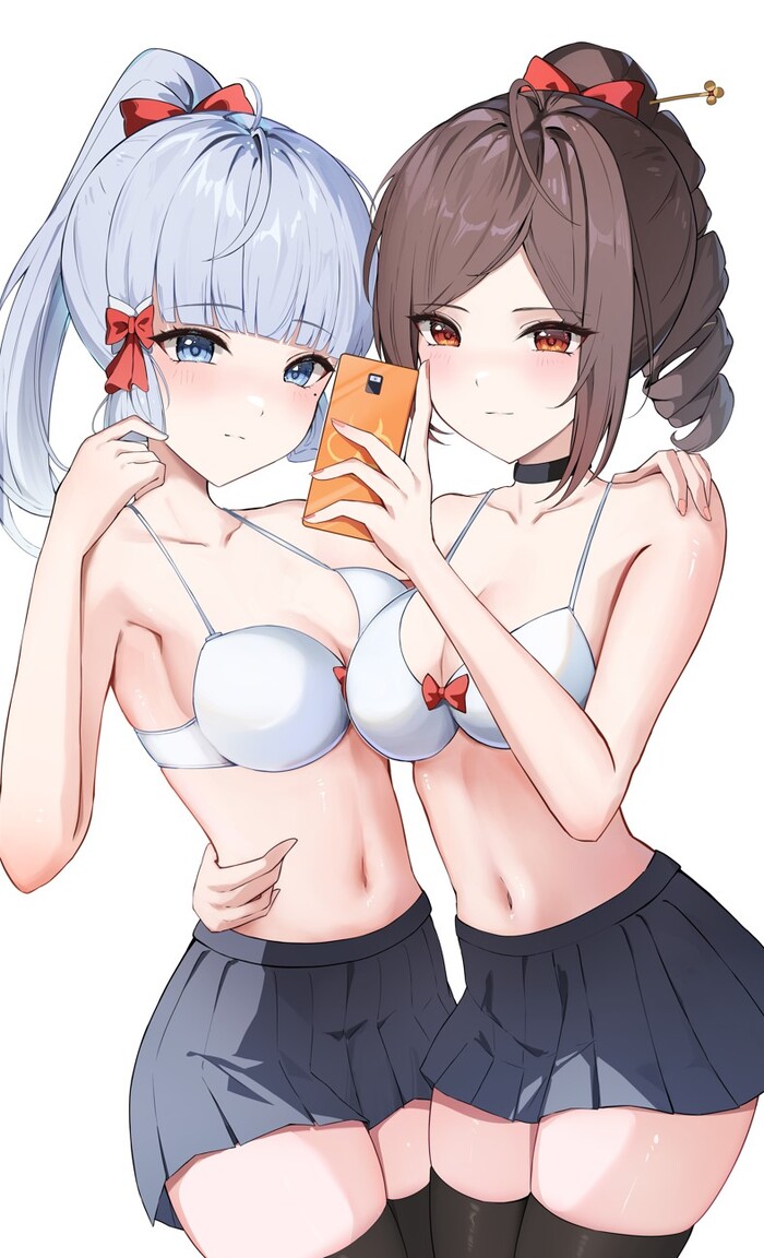 Continuation of the post Ayaka & Chiori - NSFW, Anime art, Anime, Genshin impact, Kamisato Ayaka (Genshin Impact), Chiori (Genshin Impact), Friend, Underwear, Boobs, Yeni1871, Reply to post, Longpost