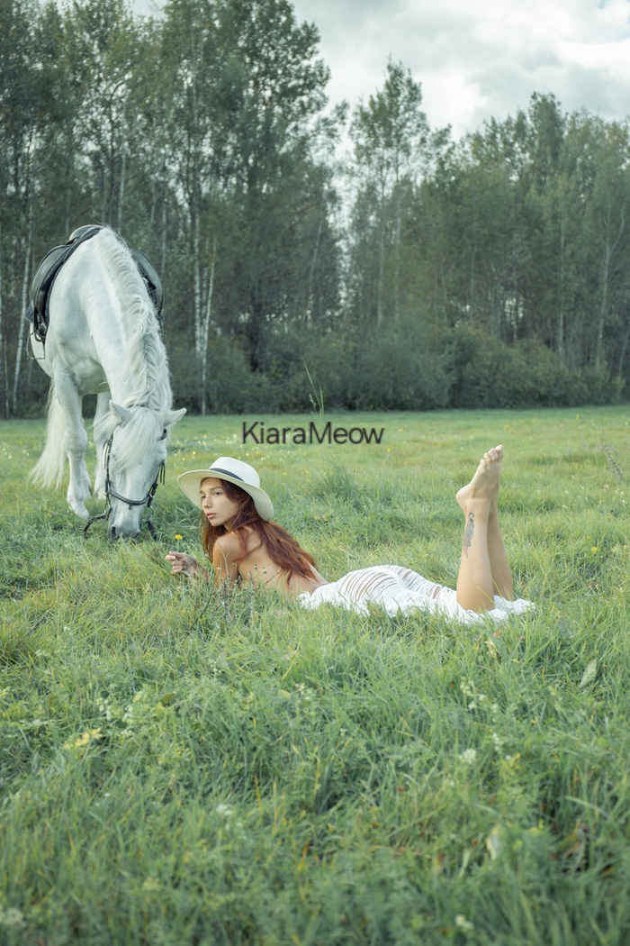 Summer, sun, happiness - NSFW, My, Boobs, Horses, Porn Actors and Porn Actresses, Grass, Summer, Field, Village, Cowboys, Irkutsk, Baikal, Longpost