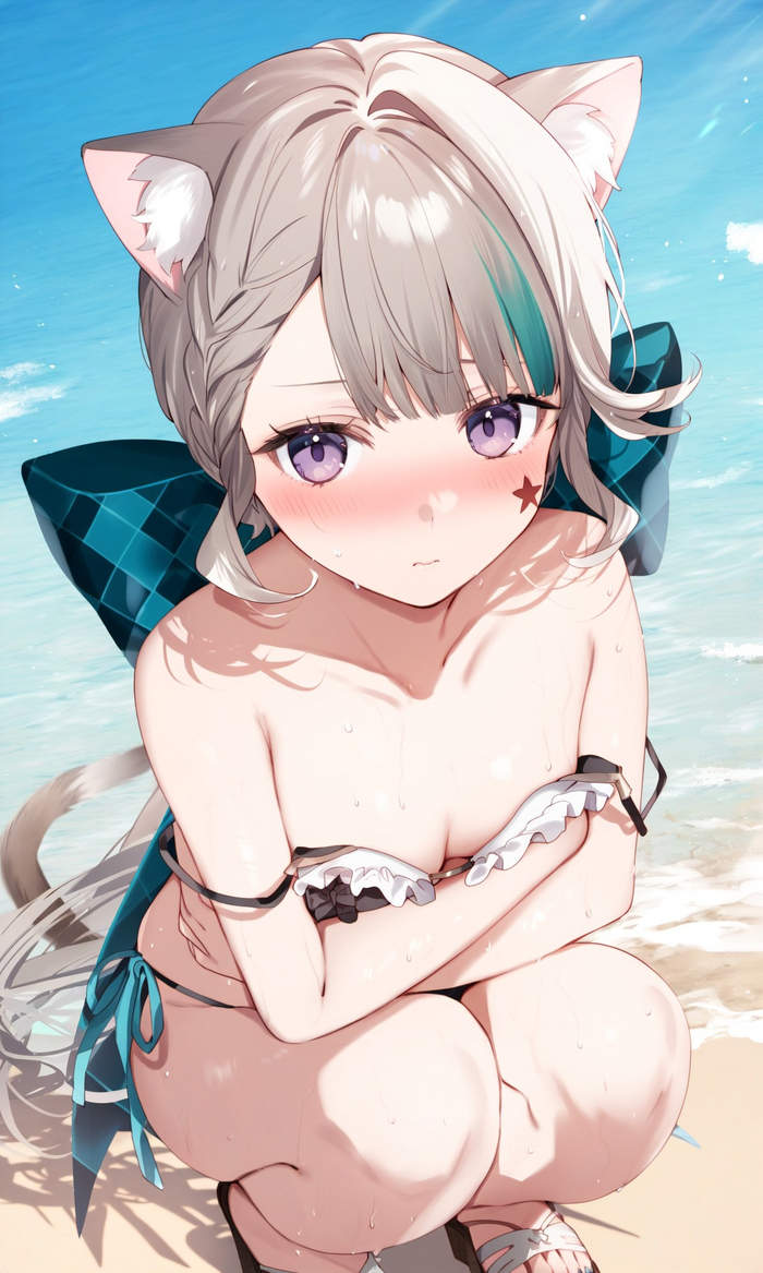 Kitty - NSFW, Genshin impact, Lynette (Genshin Impact), Art, Girls, Games, Anime art, Anime, Neural network art, Animal ears, Tail, Poyon_na