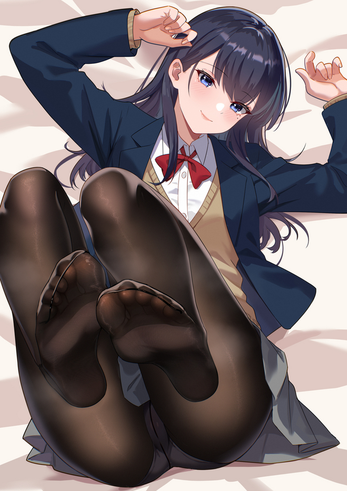 Hello, people of high culture - NSFW, Anime, Original character, School uniform, Tights, Pantsu, Foot fetish