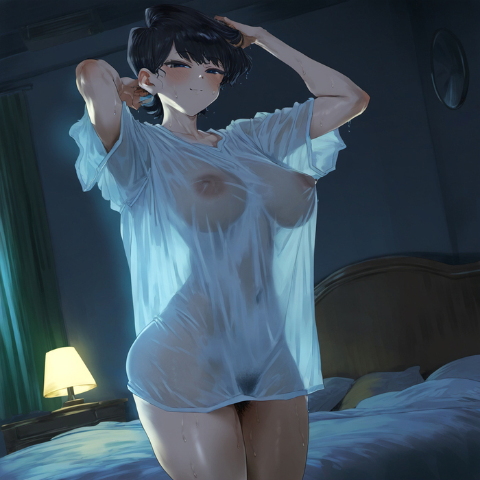 Who needs Shoko when there is her mother - NSFW, Anime, Anime art, Komi Shuuko, Komi-san wa comyushou desu, Erotic, MILF, Boobs, Hand-drawn erotica, Art, Pubes, Neural network art