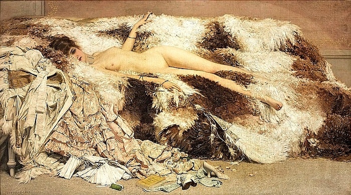 After the Ball, Jan van Beers, 1880s. Oil on canvas. Size: 141 x 251 cm. Private collection - NSFW, Painting, 19th century