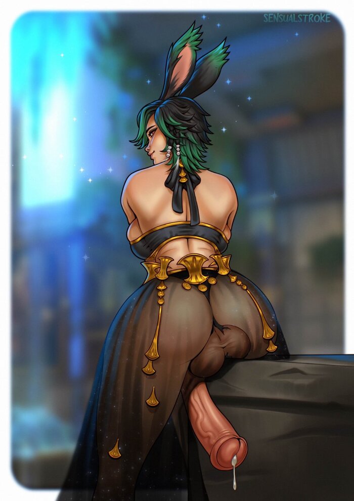 Futonyasha - NSFW, Erotic, Hand-drawn erotica, Futanari, Futa art, Big dick futa, Futa exotic, Exotic Genitalia Futa, Final fantasy xiv, Viera, Sensualstroke, Longpost