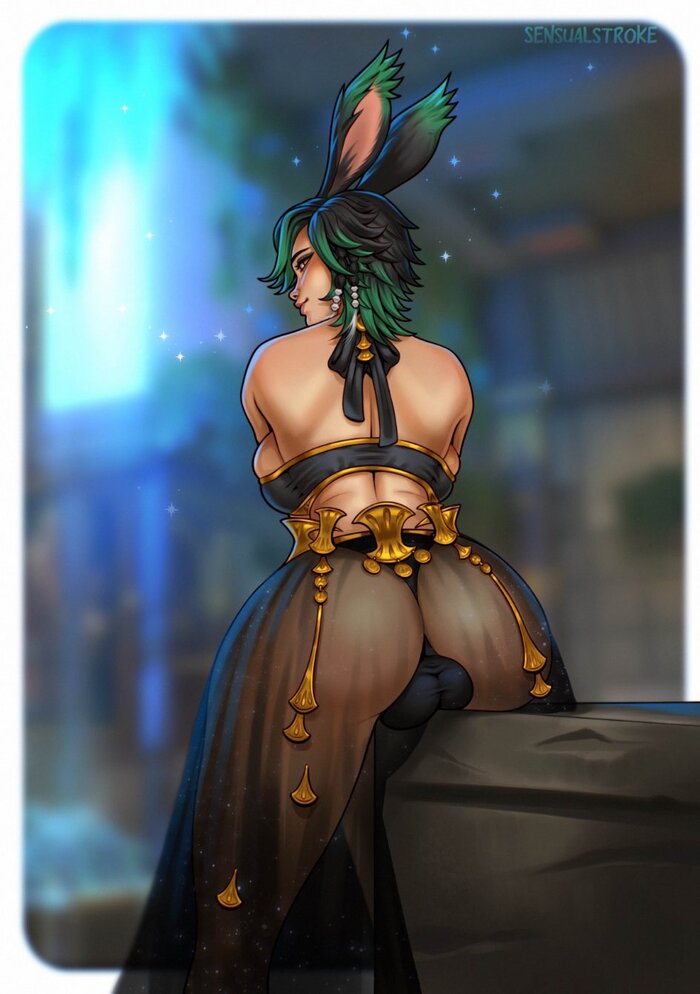 Futonyasha - NSFW, Erotic, Hand-drawn erotica, Futanari, Futa art, Big dick futa, Futa exotic, Exotic Genitalia Futa, Final fantasy xiv, Viera, Sensualstroke, Longpost