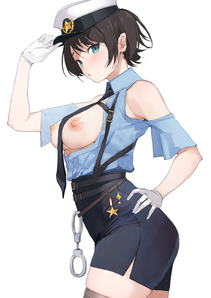 Horny police - NSFW, Арт, Аниме, Anime Art, Hololive, Virtual YouTuber, Oozora Subaru, Сиськи, Рисованная эротика, Эротика, Длиннопост, 18+