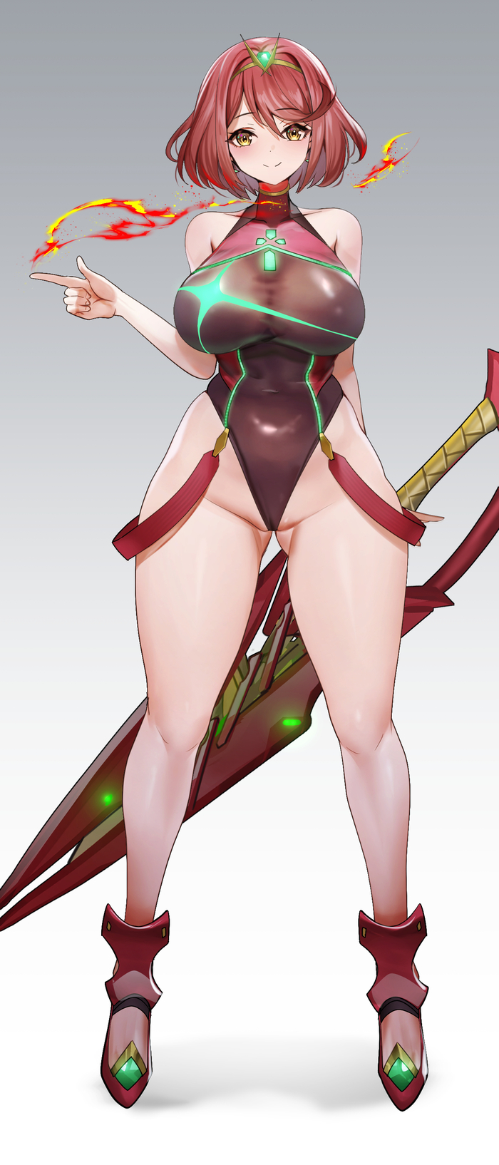 Pyra - NSFW, Anime art, Anime, Xenoblade, Xenoblade 2, Pyra, Nintendo switch, Hand-drawn erotica, Boobs, Longpost, 18+