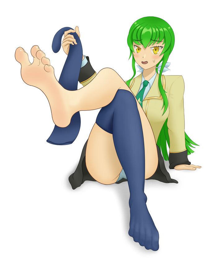 Are you sure you don't want Geass? - NSFW, My, Anime, Anime art, CC (Code Geass), Code geass, Foot fetish, Seifuku, Pantsu, Knee socks, Longpost, 18+