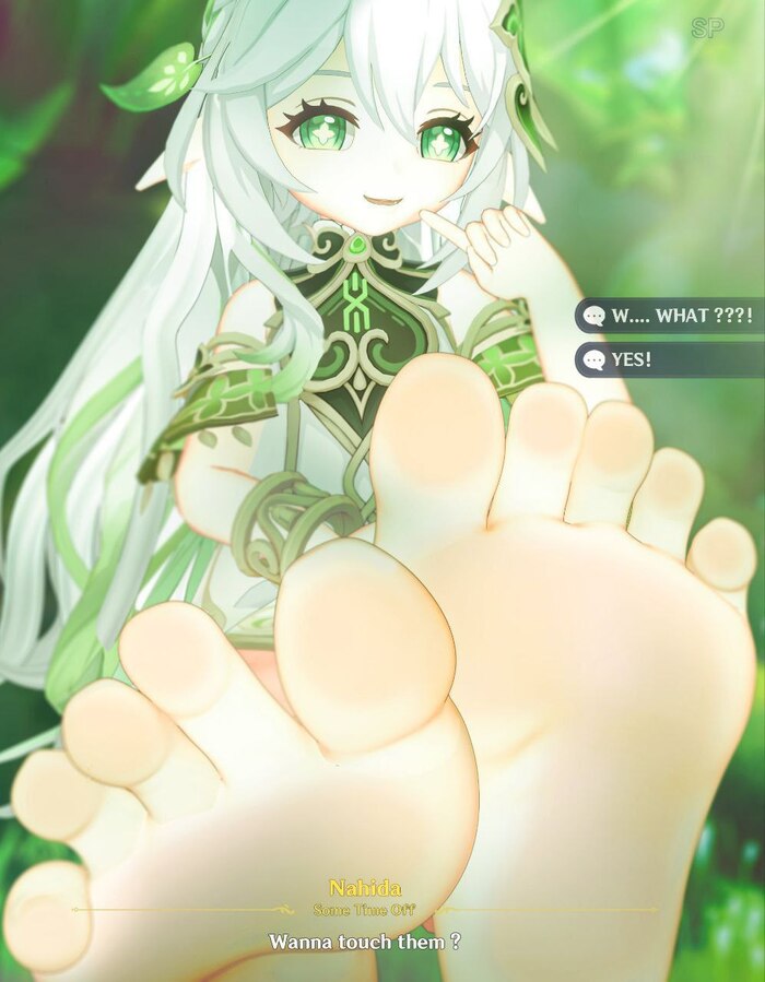 Touch the grass - NSFW, Genshin impact, Art, Anime art, Nahida (Genshin Impact), Foot fetish