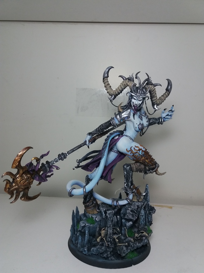 Demon Slaanesh - NSFW, My, Boobs, Erotic, Painting miniatures, Miniature, Needlework without process, Painting, Figurines, Modeling, Warhammer 40k, Warhammer, Wh miniatures, Painting, Collection, Scale model, Hobby, Longpost