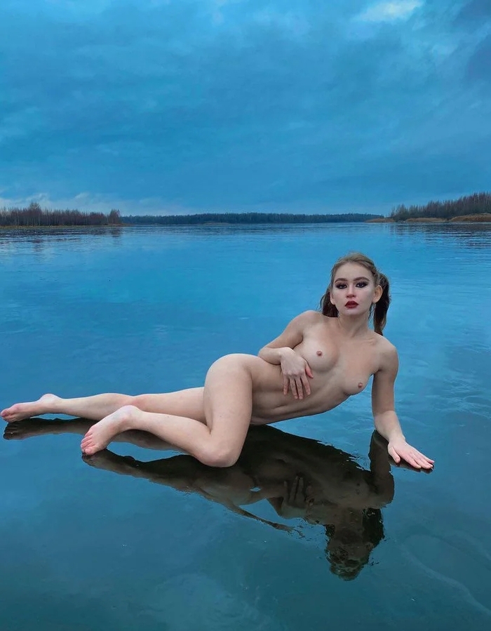 Anna Galkina - NSFW, Erotic, Girls, Boobs, Ice, 18+