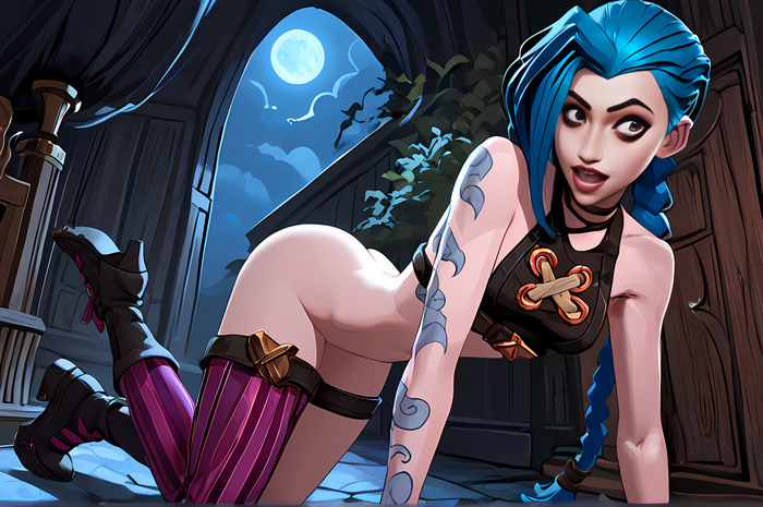 Just looks like Jinx. Based on... v2 - 18+, Neural network art, Art, Girls, Erotic, Jinx, Arcane, Game art, League of legends, NSFW