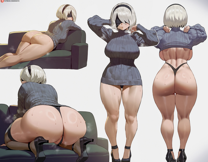 Yorha 2B - 18+, Anime Art, Аниме, Yorha unit No 2 type B, NIER Automata, Shexyoart, NSFW