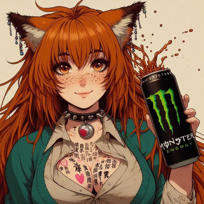 Commercial break - 18+, My, Neural network art, Anime, Anime art, Animal ears, Kitsune, Longpost, NSFW