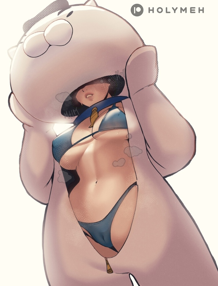 This suit is really.. hot... - 18+, Art, Anime, Zenless Zone Zero, Anime art, Costume, Mascot, Girls, Game art, Stomach, Navel, Swimsuit, Lips, Cameltoe, Hand-drawn erotica, NSFW