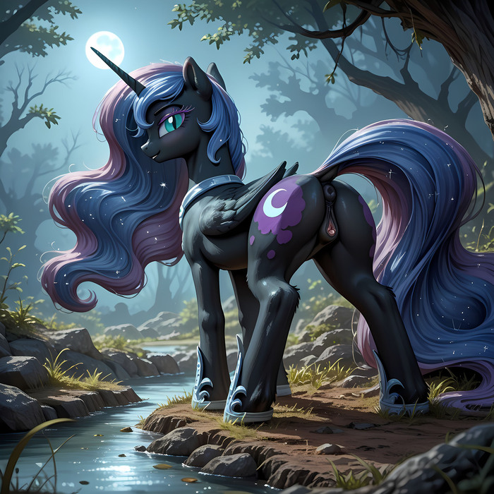 Not a terrible nightmare - 18+, My, Neural network art, My little pony, MLP Explicit, Nightmare moon, NSFW