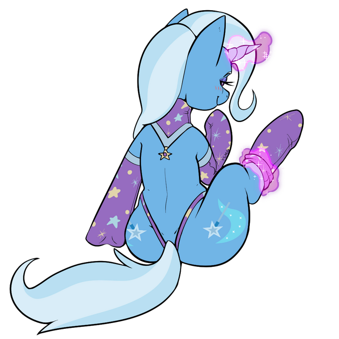 New trick from Trixie - Trixie without a hat! - 18+, My little pony, PonyArt, MLP Edge, Trixie, MLP Socks, NSFW