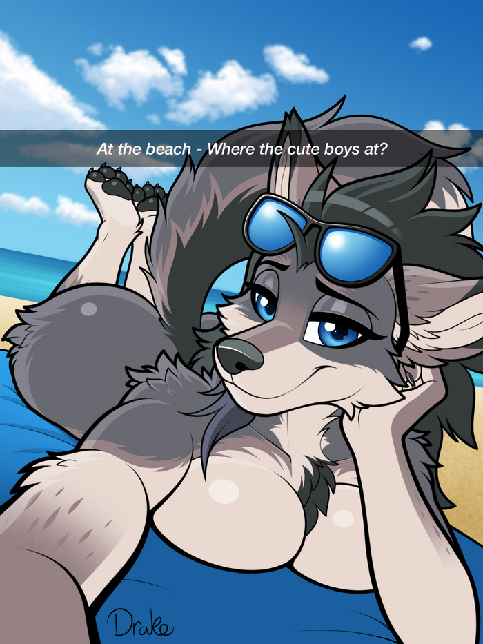 At the beach - 18+, Furry, Anthro, Art, Furotica, Furry wolf, Drako1997, NSFW