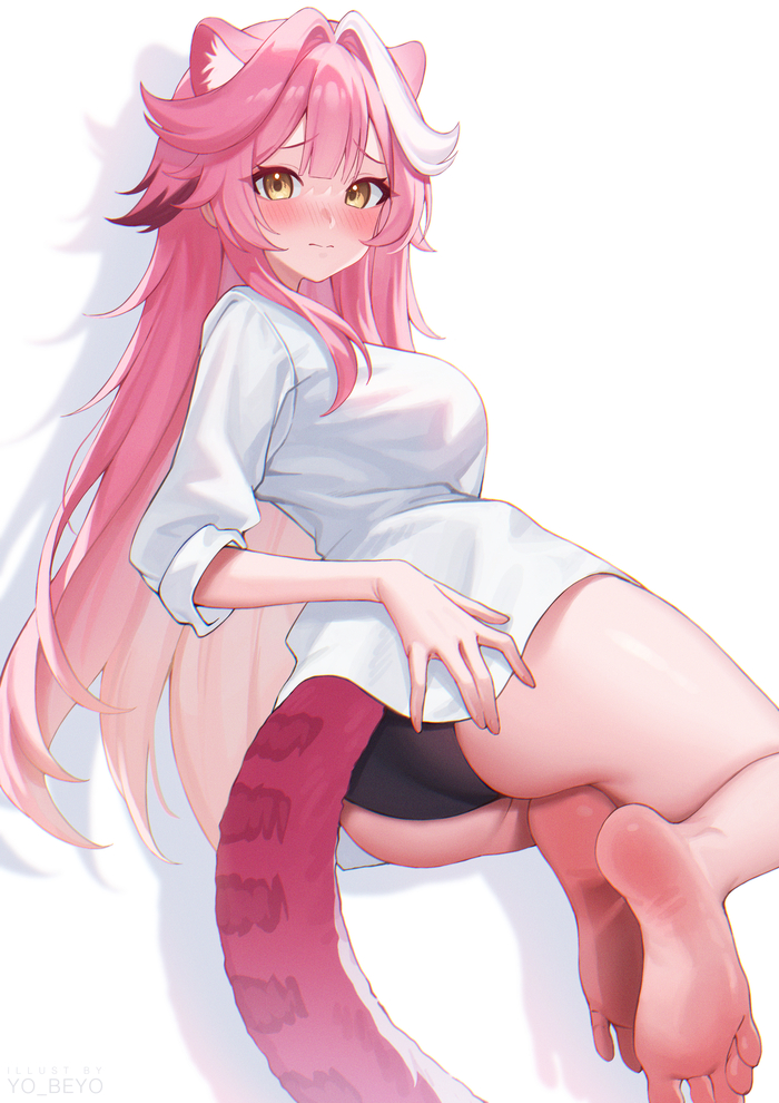 Raora Panthera - 18+, Anime art, Anime, Hololive, Virtual youtuber, Raora Panthera, Animal ears, Booty, Tail, NSFW