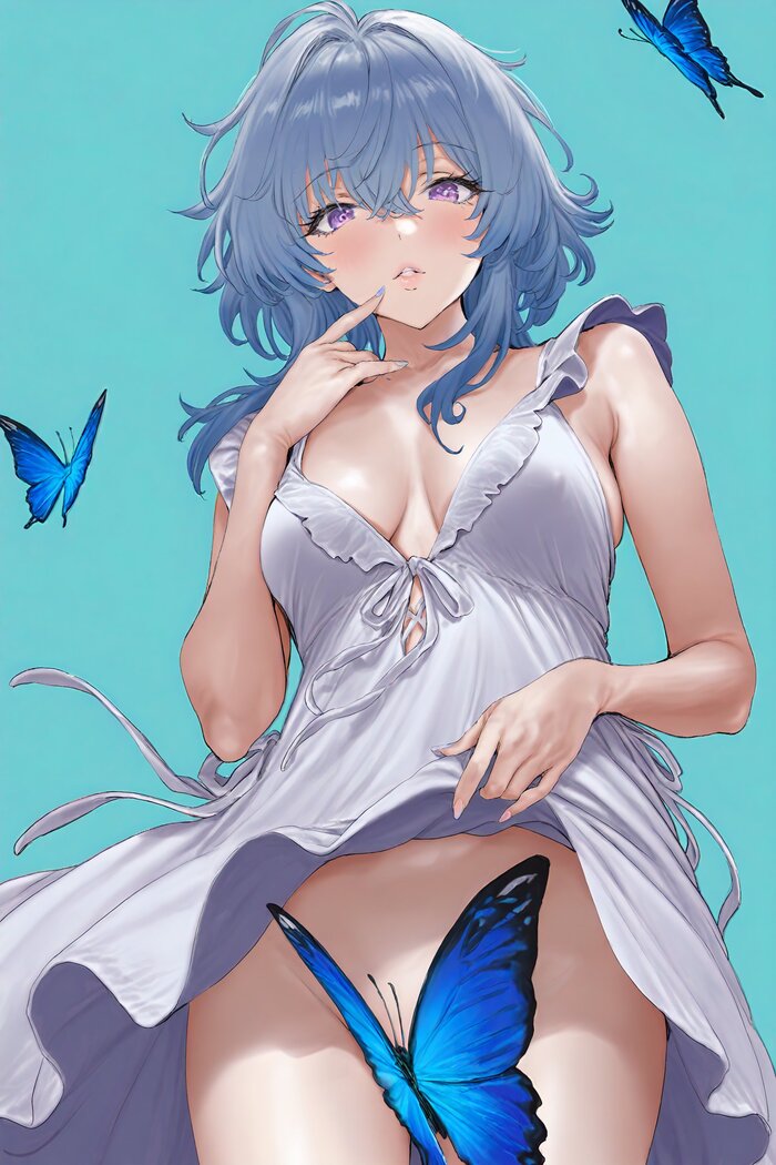 Do you like butterflies? - 18+, Anime, Anime art, The Shorekeeper (Wuthering Waves), Wuthering Waves, Hand-drawn erotica, Girls, Butterfly, NSFW, Neural network art