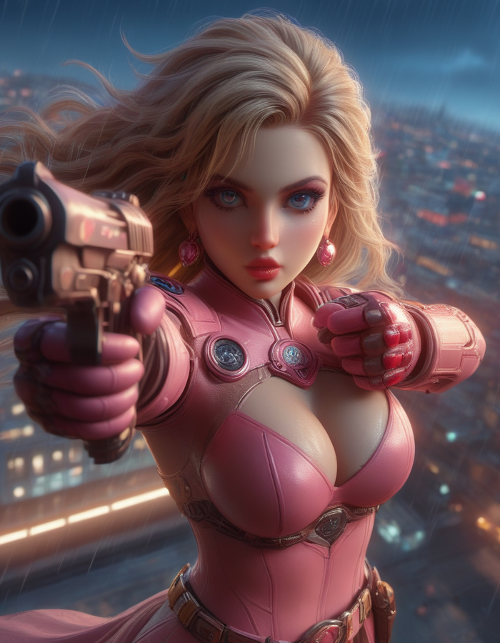 Shoot them all - 18+, My, Erotic, Boobs, Girls, Neural network art, Stable diffusion, Pink, NSFW