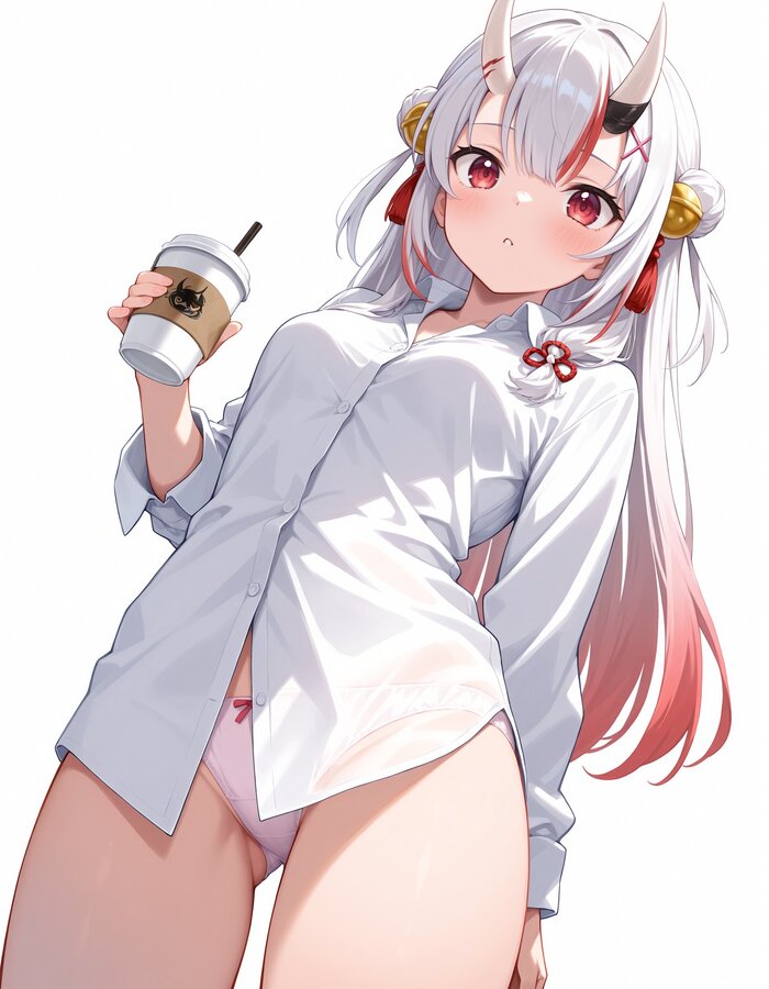 Ayame - 18+, Anime, Anime art, Girls, Games, Hololive, Virtual youtuber, Nakiri ayame, Girl with Horns, Hand-drawn erotica, Pantsu, Neural network art, NSFW