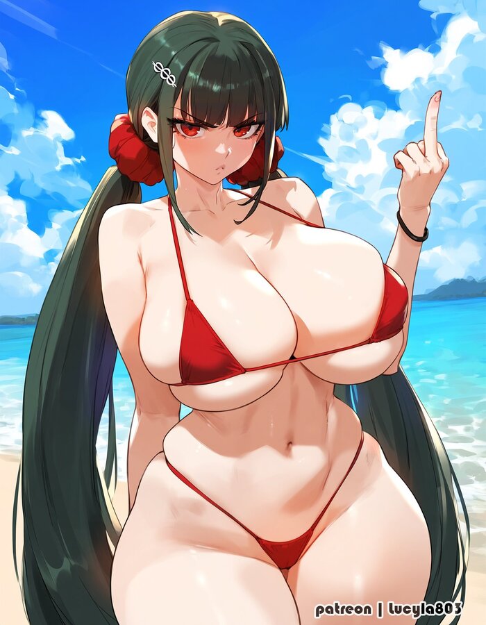 Maki - 18+, Art, Anime, Anime art, Hand-drawn erotica, Erotic, Neural network art, Extra thicc, Swimsuit, Bikini, NSFW, Danganronpa, Harukawa maki