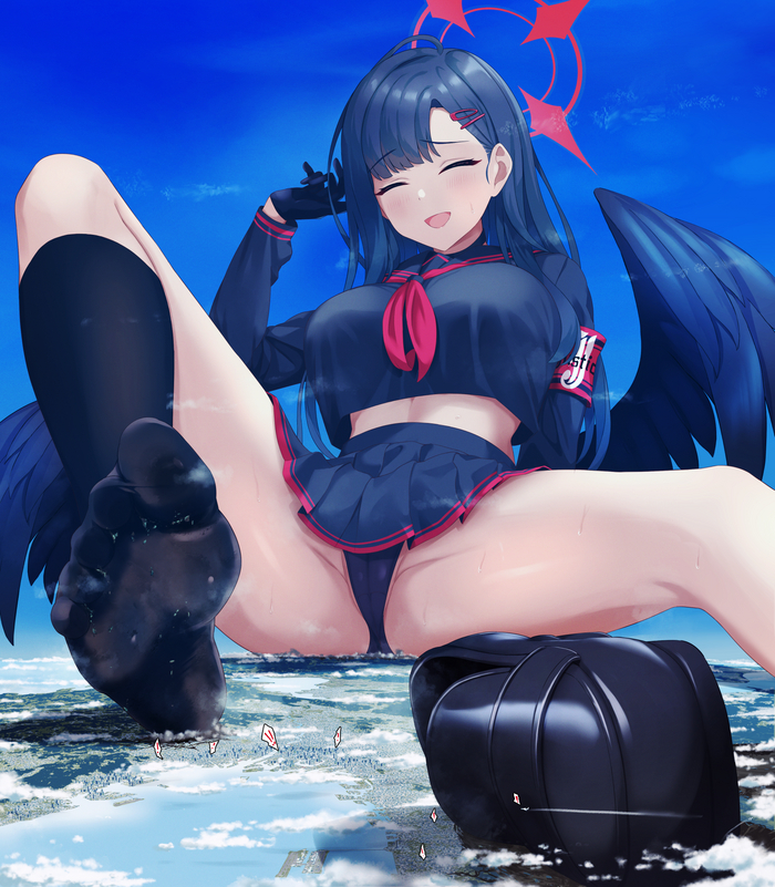 Oops~ - 18+, Giantess, Anime art, Giga-giantess, Ichika (Blue Archive), Pantsu, NSFW